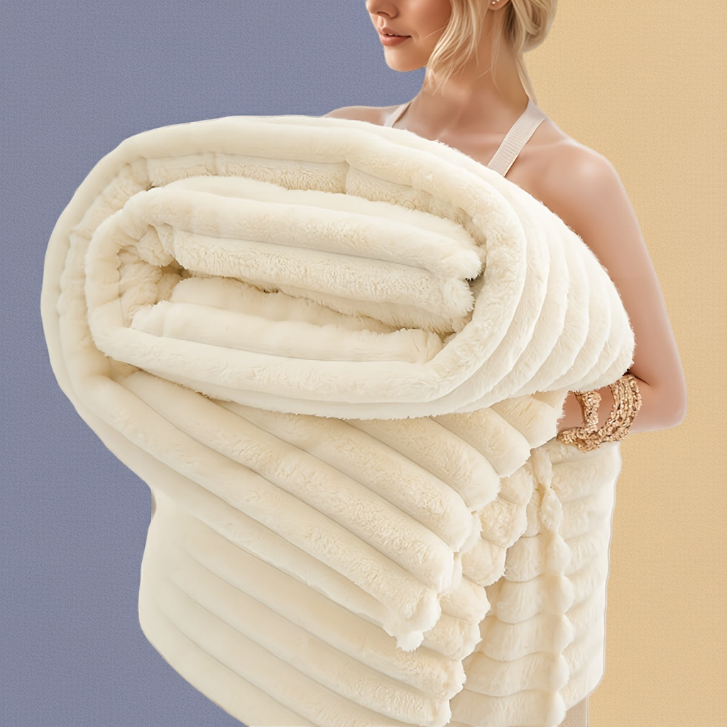 1pc Throw Blanket, Flannel Jacquard Knit Fabric, Super Soft & Warm, Machine Washable, Multipurpose for Couch, Bed, Office, Nap, Outdoor Camping, All-Season Gift, 250-300 g/㎡, Mixed Color Stripes Contemporary Style